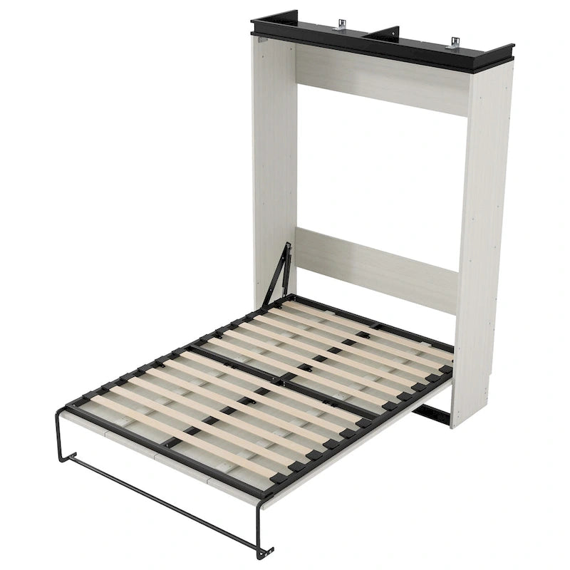 Lit rembourré noir et blanc, taille standard, avec tête de lit et toboggan en forme de cochon.-3