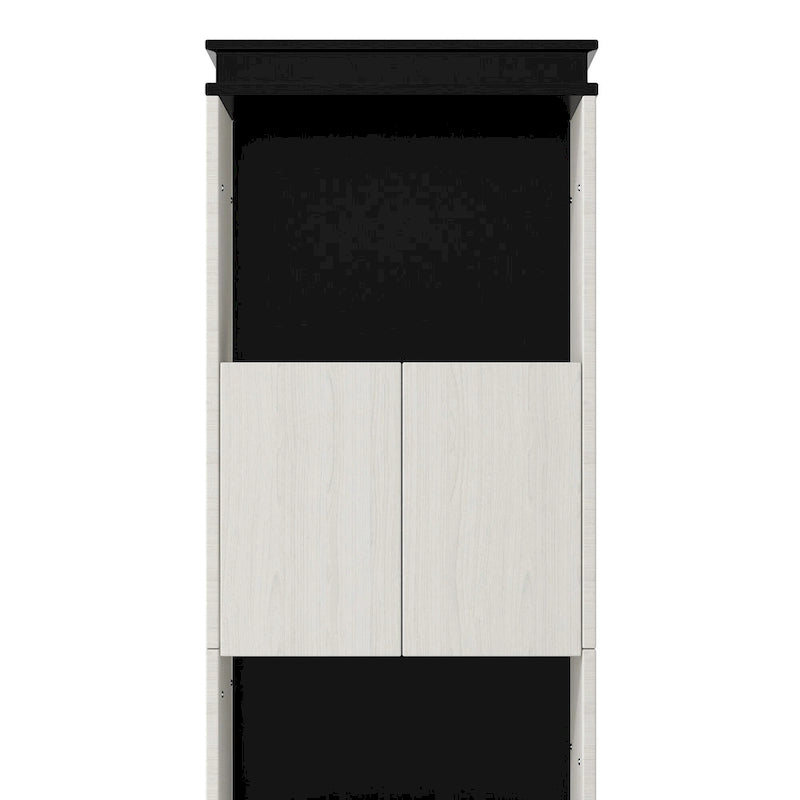 Lit rembourré noir et blanc, taille standard, avec tête de lit et toboggan en forme de cochon.-5