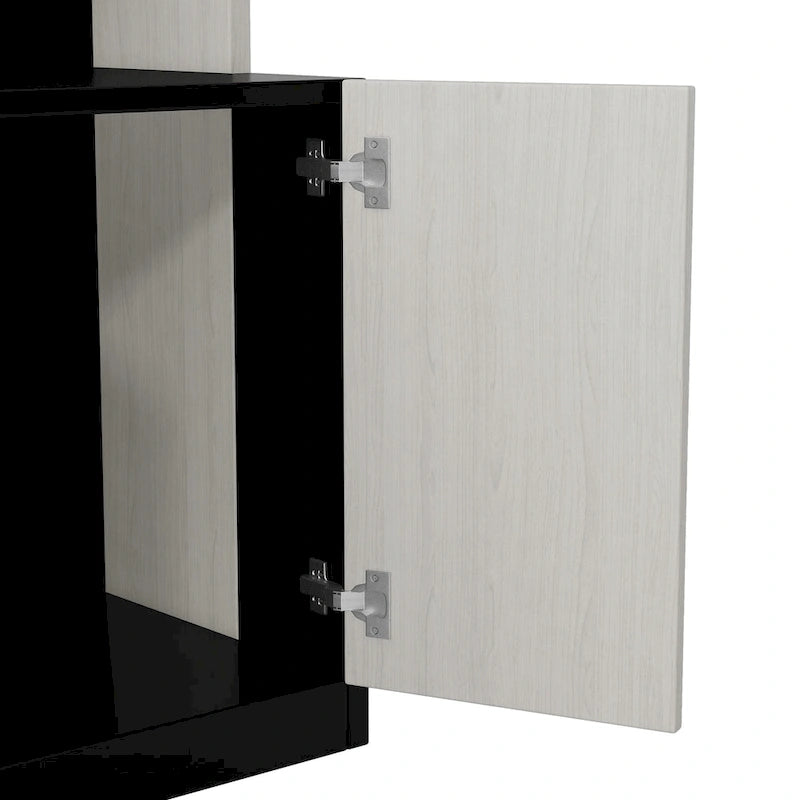 Lit rembourré noir et blanc, taille standard, avec tête de lit et toboggan en forme de cochon.-8