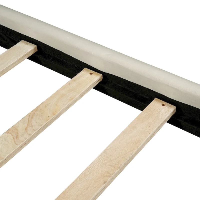 Cadre de lit plateforme en velours Queen Size avec éclairage LED et tête de lit couleur biscuit-12