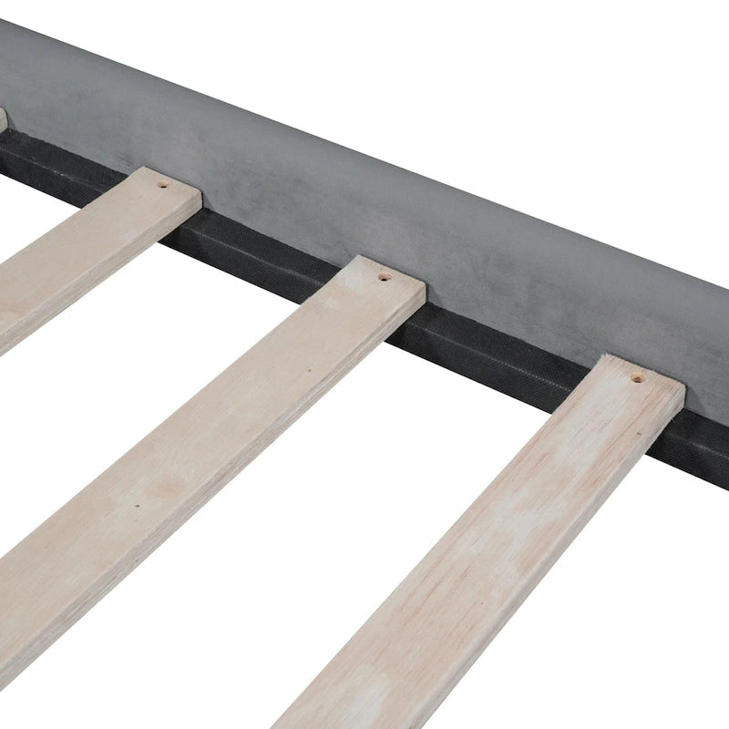 Cadre de lit plateforme en velours Queen Size avec éclairage LED et tête de lit couleur biscuit-29