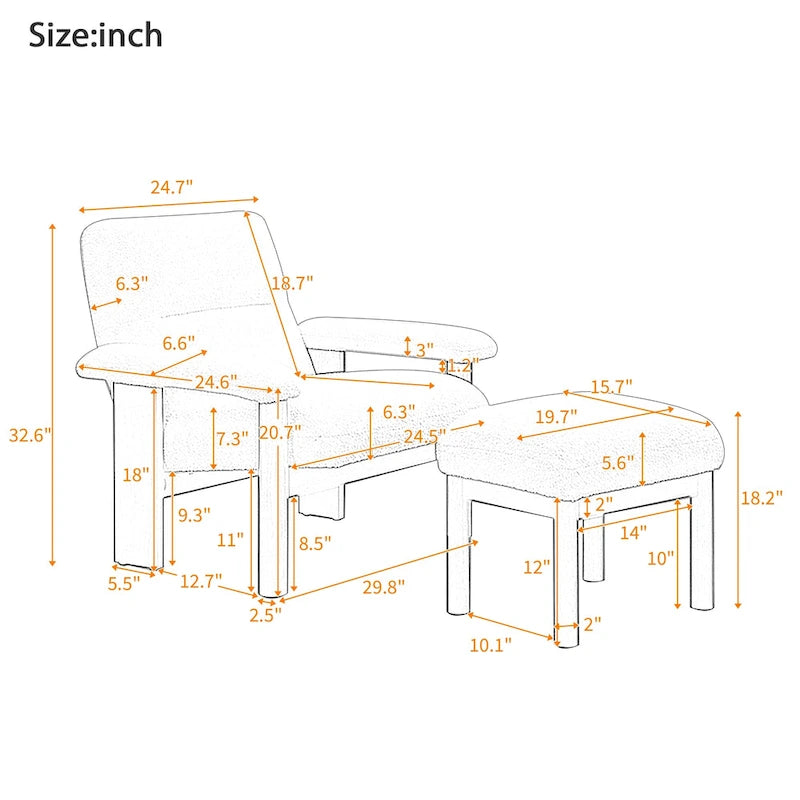 Fauteuil d'appoint style années 50 avec repose-pieds-15