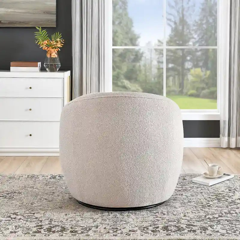 Fauteuil pivotant à 360° Galleria de Roundhill Furniture, en tissu Sherpa.-8