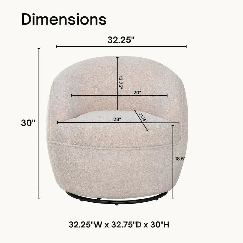 Fauteuil pivotant à 360° Galleria de Roundhill Furniture, en tissu Sherpa.-15