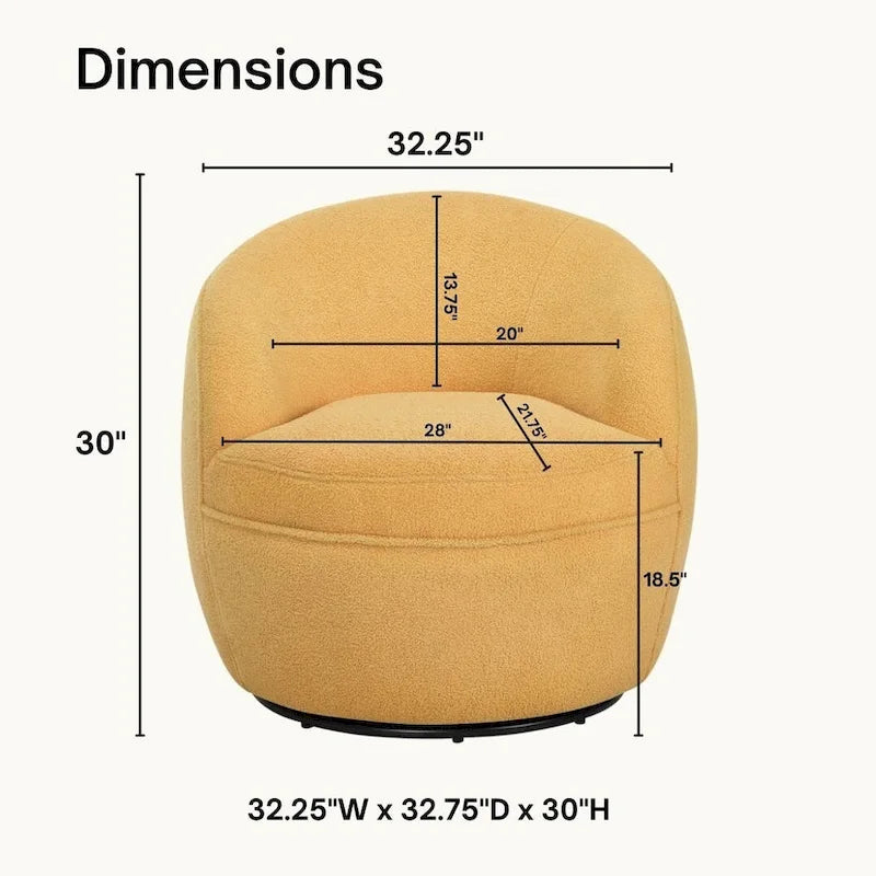 Fauteuil pivotant à 360° Galleria de Roundhill Furniture, en tissu Sherpa.-27