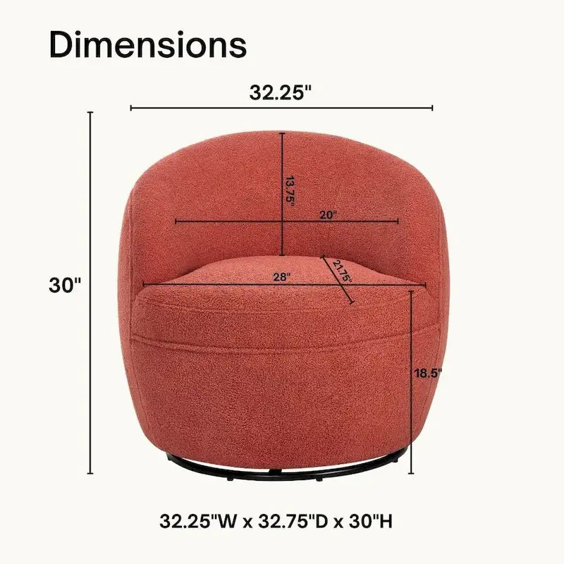 Fauteuil pivotant à 360° Galleria de Roundhill Furniture, en tissu Sherpa.-34