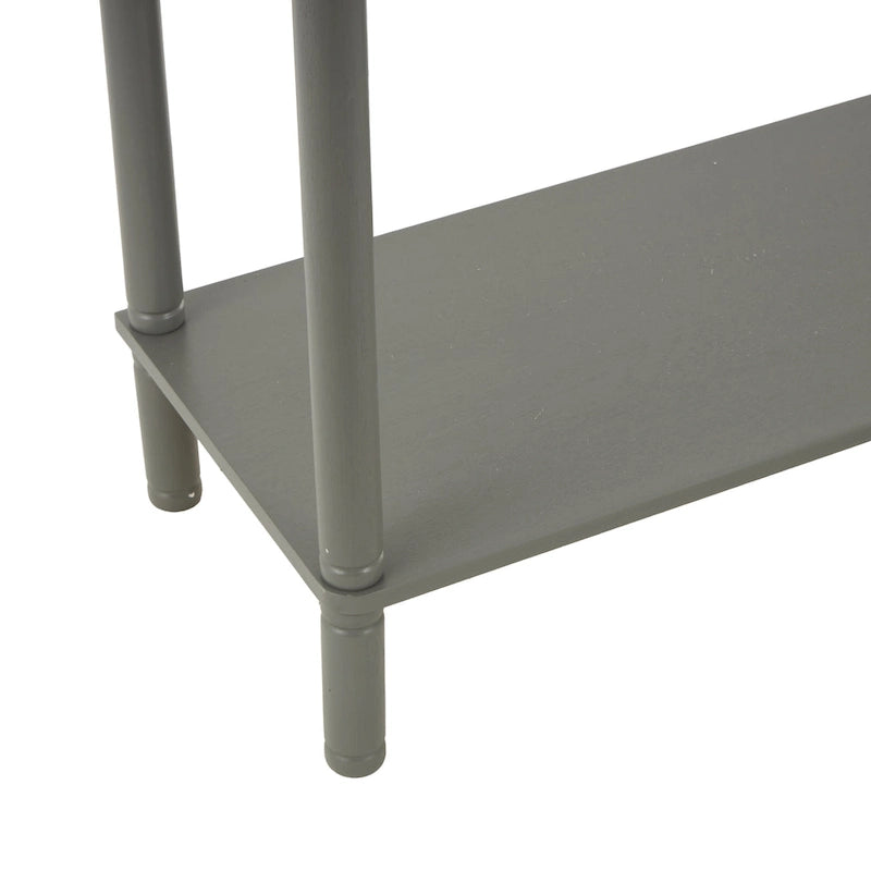 Console en bois massif faite main à 2 tiroirs avec poignée noire et façade rainurée - Gris - Roche River Decor-6