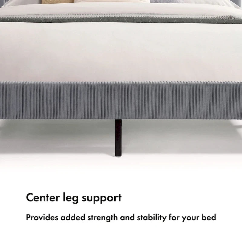 Lit plateforme moderne Alyssa de Furniture of America, recouvert de velours, avec tête de lit capitonnée et sommier à lattes en bois-4