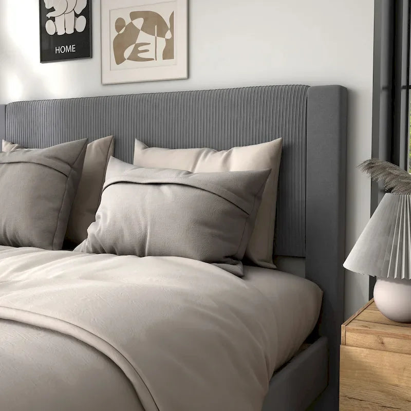 Lit plateforme moderne Alyssa de Furniture of America, recouvert de velours, avec tête de lit capitonnée et sommier à lattes en bois-10