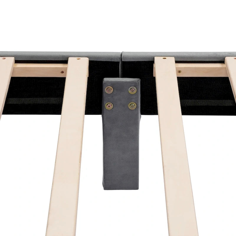 Lit plateforme moderne Alyssa de Furniture of America, recouvert de velours, avec tête de lit capitonnée et sommier à lattes en bois-16