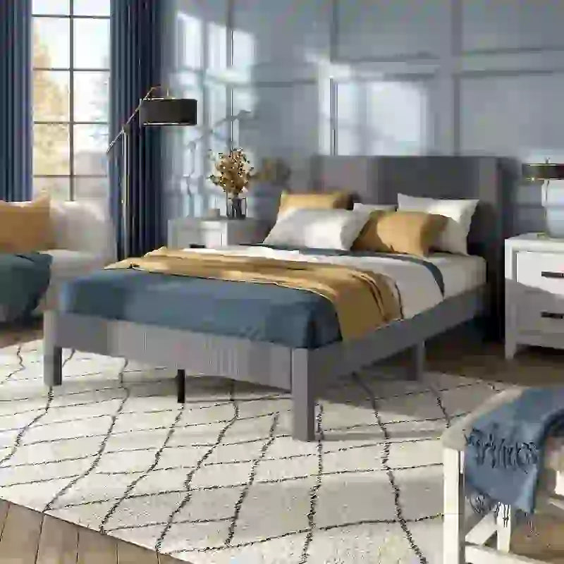 Lit plateforme moderne Alyssa de Furniture of America, recouvert de velours, avec tête de lit capitonnée et sommier à lattes en bois-18