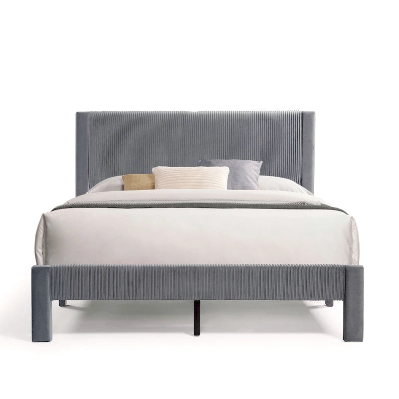 Lit plateforme moderne Alyssa de Furniture of America, recouvert de velours, avec tête de lit capitonnée et sommier à lattes en bois-23