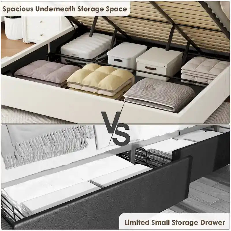 Lit coffre plateforme relevable recouvert de velours-7