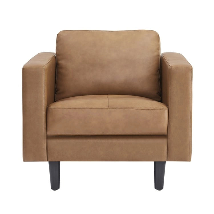 Canapé en cuir véritable de style mid-century pour salon, bureau ou chambre à coucher. Meuble de luxe pour la maison ou le salon.-11