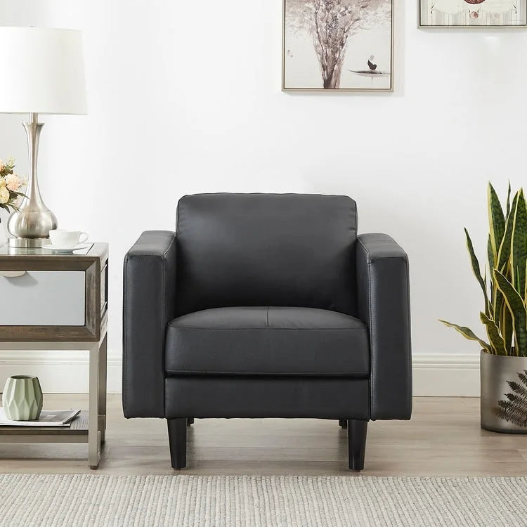 Canapé en cuir véritable de style mid-century pour salon, bureau ou chambre à coucher. Meuble de luxe pour la maison ou le salon.-20