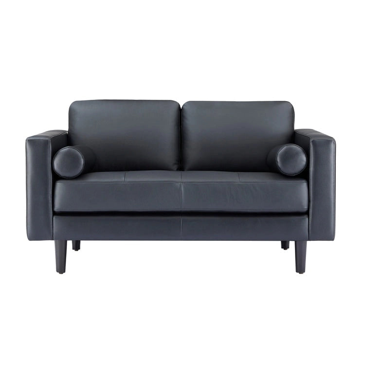 Canapé en cuir véritable de style mid-century pour salon, bureau ou chambre à coucher. Meuble de luxe pour la maison ou le salon.-29