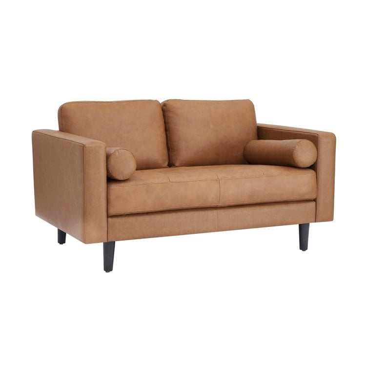 Canapé en cuir véritable de style mid-century pour salon, bureau ou chambre à coucher. Meuble de luxe pour la maison ou le salon.-33