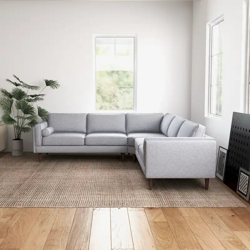 Canapé d'angle symétrique Flavia, style moderne du milieu du siècle, avec dossier à coussins.-30