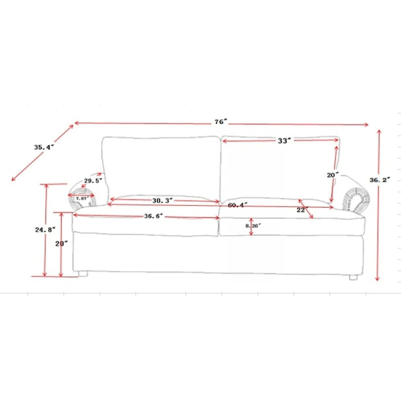 Canapé-lit US Pride Furniture Viviana 76 pouces avec dossier rembourré en polyester-39