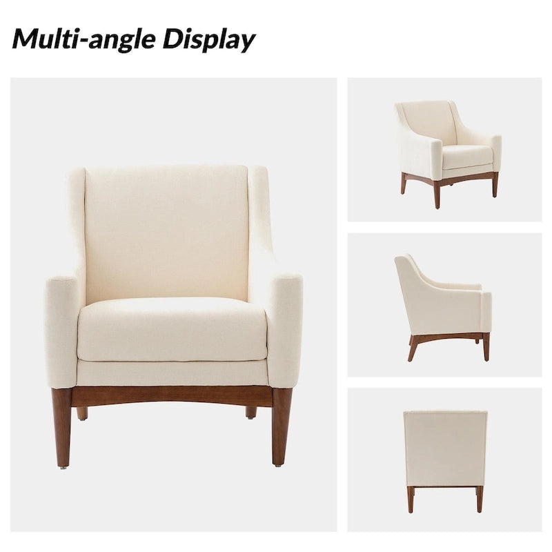 Fauteuil Francis de style moderne du milieu du siècle, capitonné, avec accoudoirs inclinés et pieds en bois massif, par HULALA HOME-6