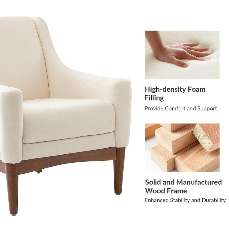 Fauteuil Francis de style moderne du milieu du siècle, capitonné, avec accoudoirs inclinés et pieds en bois massif, par HULALA HOME-7