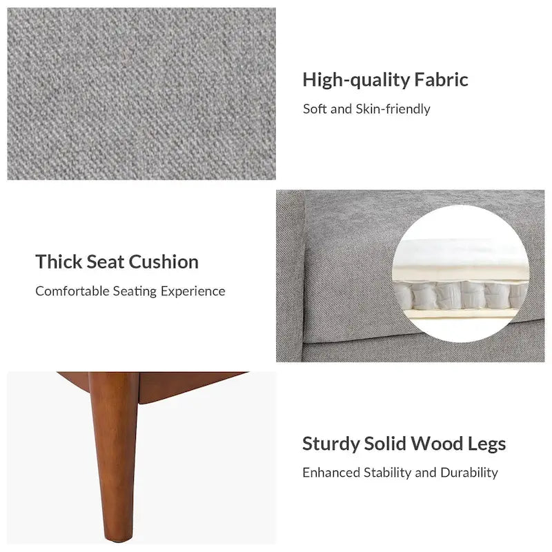 Fauteuil Francis de style moderne du milieu du siècle, capitonné, avec accoudoirs inclinés et pieds en bois massif, par HULALA HOME-17