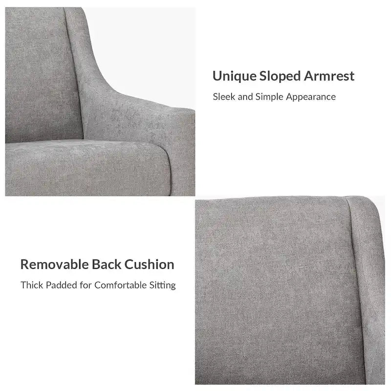 Fauteuil Francis de style moderne du milieu du siècle, capitonné, avec accoudoirs inclinés et pieds en bois massif, par HULALA HOME-18