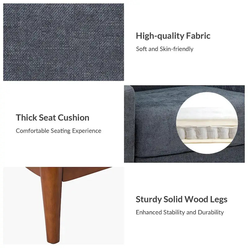 Fauteuil Francis de style moderne du milieu du siècle, capitonné, avec accoudoirs inclinés et pieds en bois massif, par HULALA HOME-27