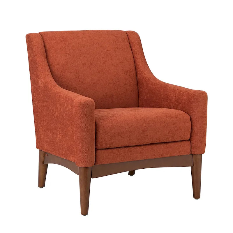 Fauteuil Francis de style moderne du milieu du siècle, capitonné, avec accoudoirs inclinés et pieds en bois massif, par HULALA HOME-33