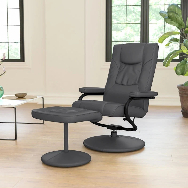 Fauteuil inclinable multipositions contemporain et repose-pieds avec base enveloppée-41