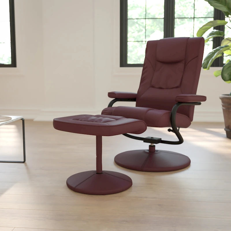 Fauteuil inclinable multipositions contemporain et repose-pieds avec base enveloppée-14