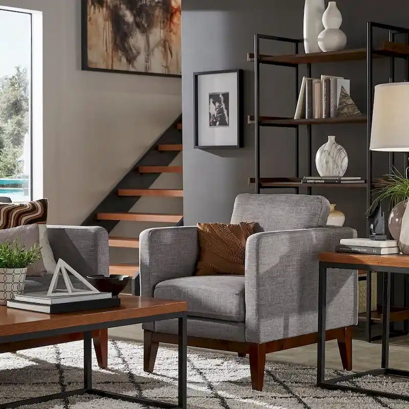 Fauteuil d'appoint rembourré en lin Vail par iNSPIRE Q Modern-2