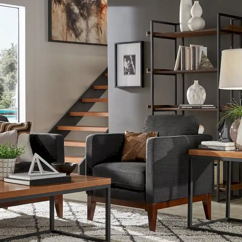 Fauteuil d'appoint rembourré en lin Vail par iNSPIRE Q Modern-3