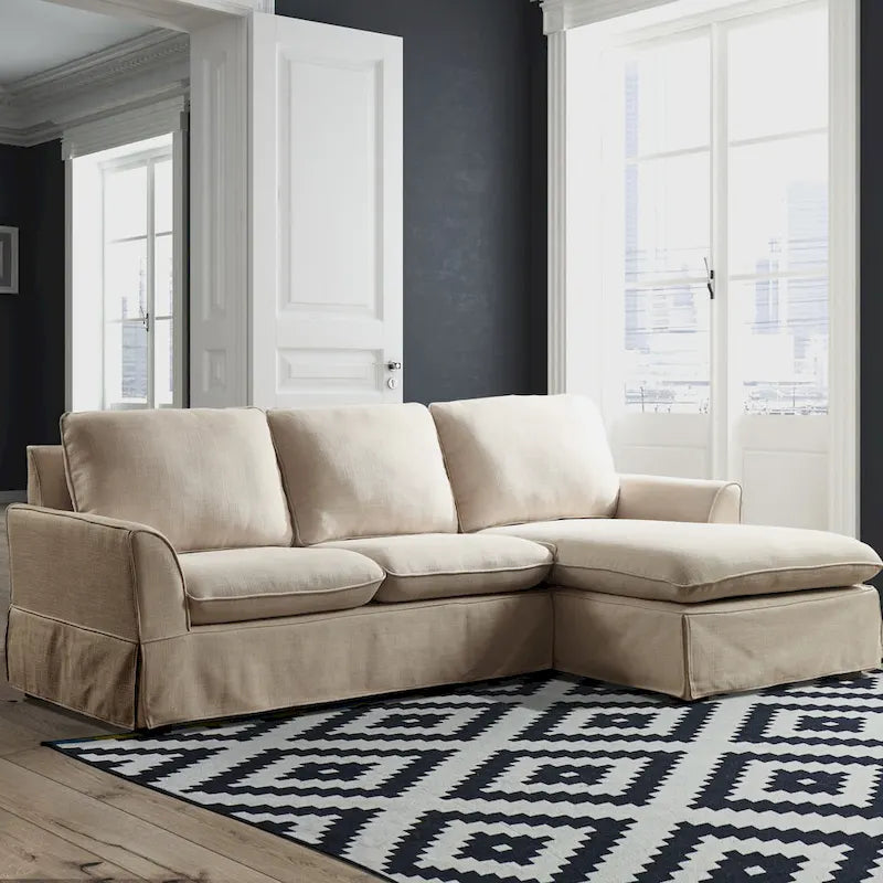 Canapé d'angle Gami en lin transitionnel avec jupe, par Furniture of America-5