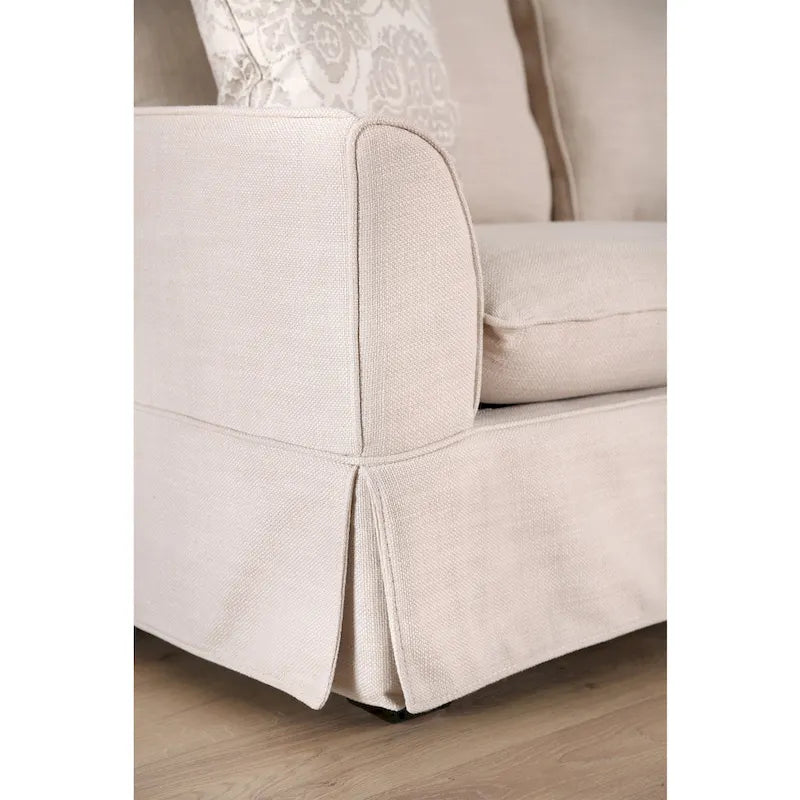 Canapé d'angle Gami en lin transitionnel avec jupe, par Furniture of America-7