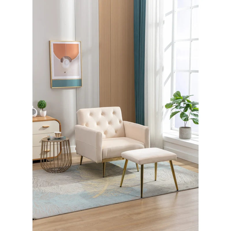 Fauteuil HOMEFUN en velours capitonné avec accoudoirs et dossier réglables et repose-pieds-36