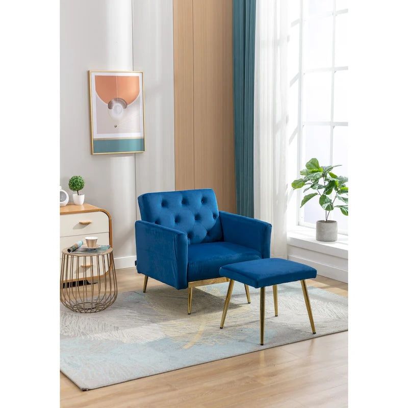 Fauteuil HOMEFUN en velours capitonné avec accoudoirs et dossier réglables et repose-pieds-37