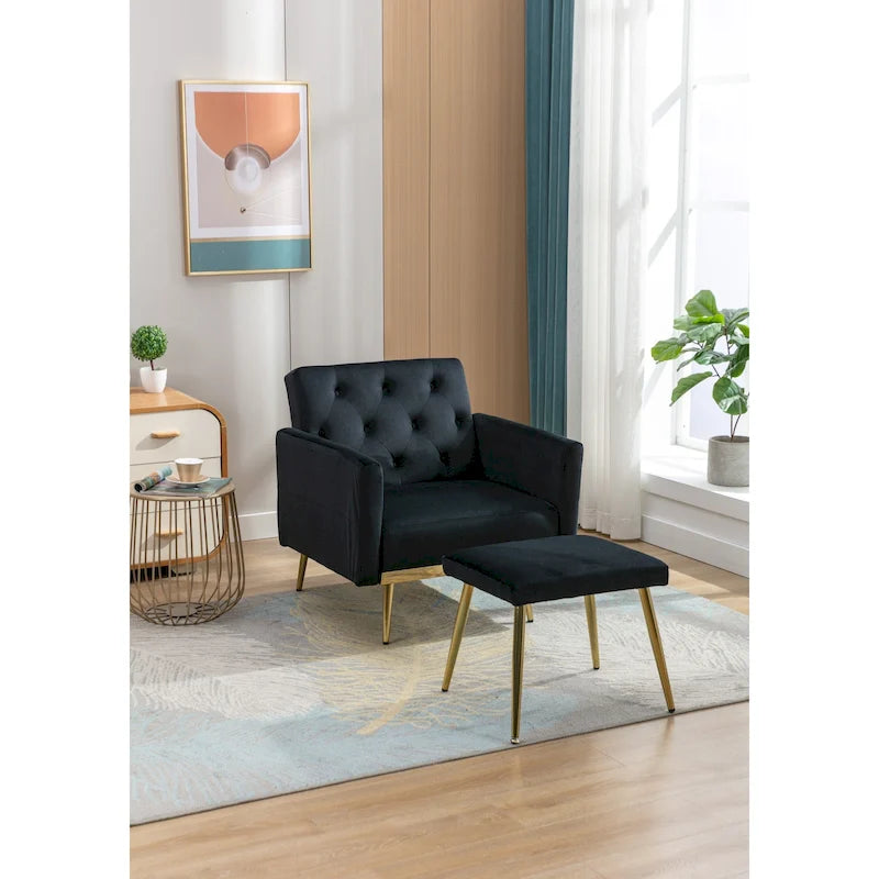 Fauteuil HOMEFUN en velours capitonné avec accoudoirs et dossier réglables et repose-pieds-39