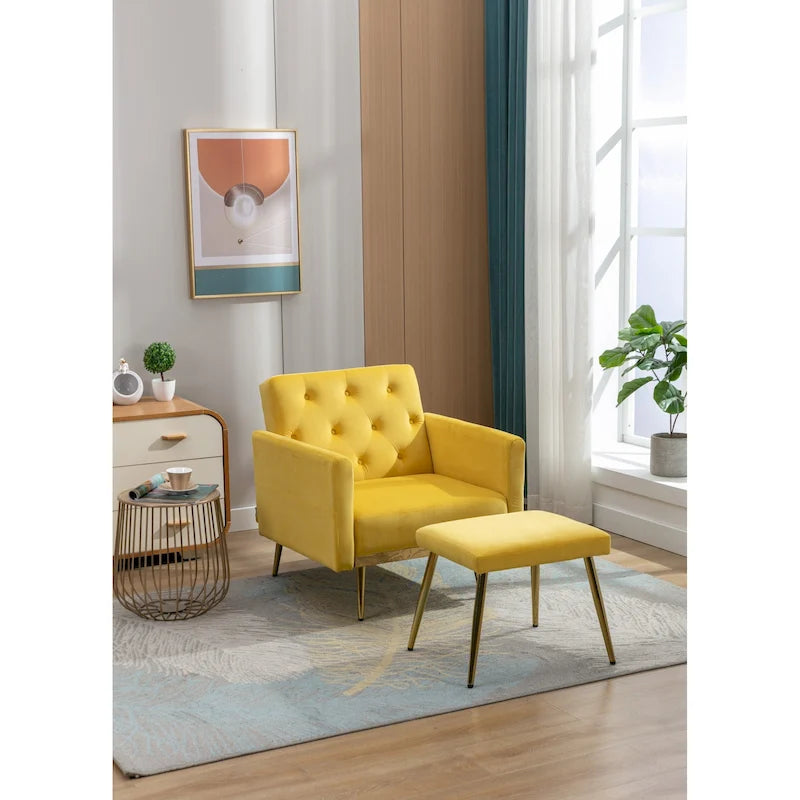 Fauteuil HOMEFUN en velours capitonné avec accoudoirs et dossier réglables et repose-pieds-41