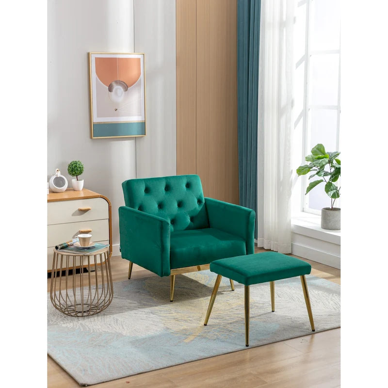 Fauteuil HOMEFUN en velours capitonné avec accoudoirs et dossier réglables et repose-pieds-42
