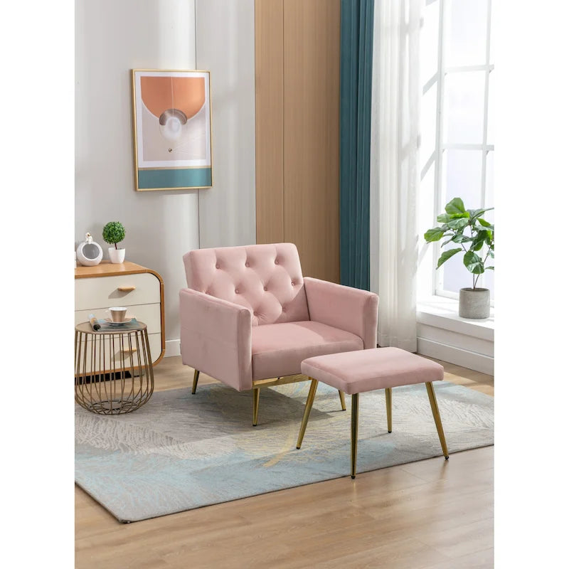 Fauteuil HOMEFUN en velours capitonné avec accoudoirs et dossier réglables et repose-pieds-43