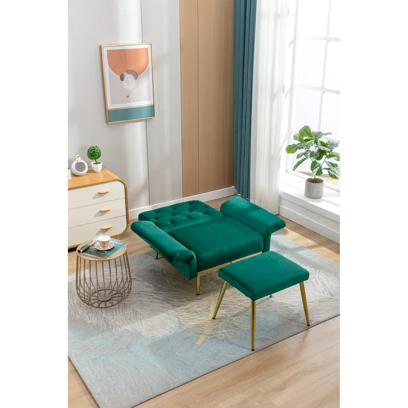 Fauteuil HOMEFUN en velours capitonné avec accoudoirs et dossier réglables et repose-pieds-3