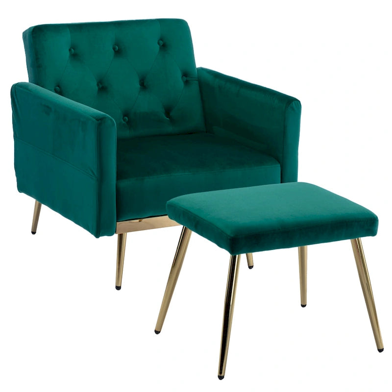 Fauteuil HOMEFUN en velours capitonné avec accoudoirs et dossier réglables et repose-pieds-8