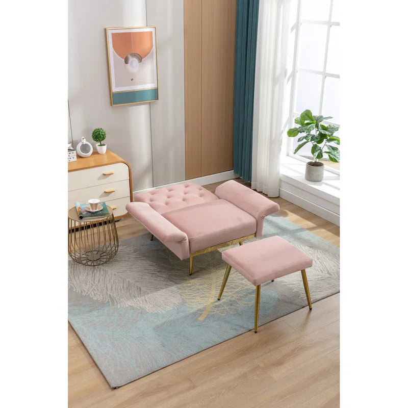 Fauteuil HOMEFUN en velours capitonné avec accoudoirs et dossier réglables et repose-pieds-10