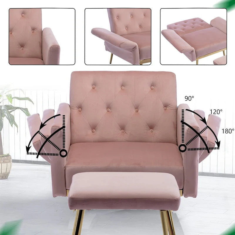 Fauteuil HOMEFUN en velours capitonné avec accoudoirs et dossier réglables et repose-pieds-13