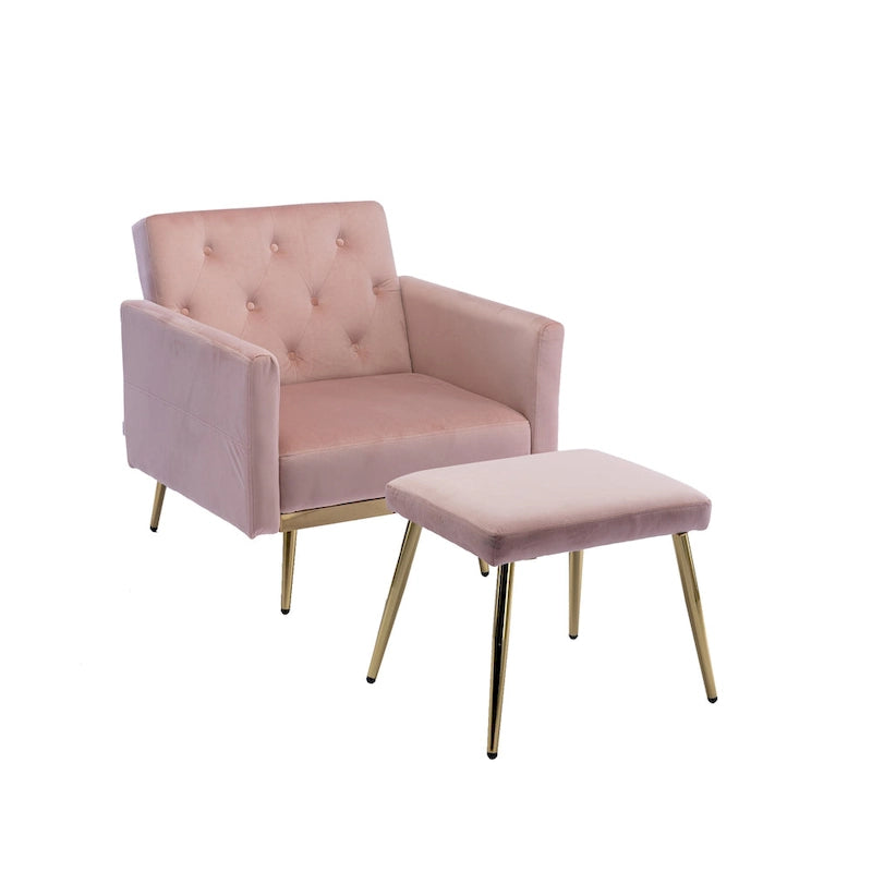 Fauteuil HOMEFUN en velours capitonné avec accoudoirs et dossier réglables et repose-pieds-15