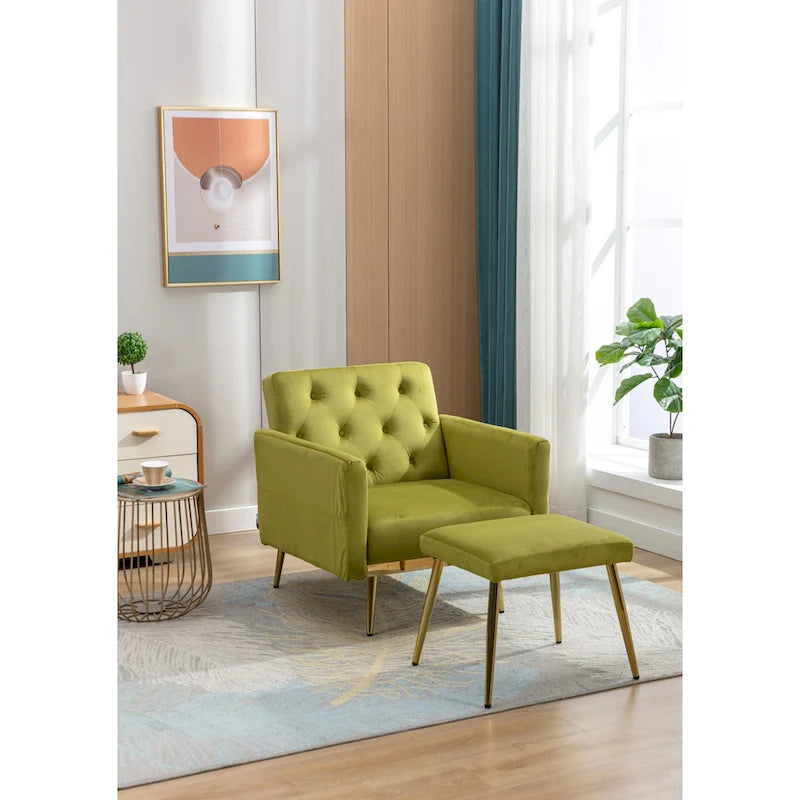 Fauteuil HOMEFUN en velours capitonné avec accoudoirs et dossier réglables et repose-pieds-16