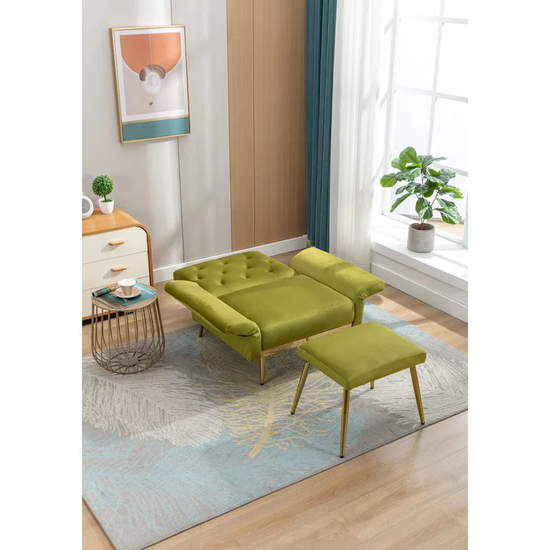 Fauteuil HOMEFUN en velours capitonné avec accoudoirs et dossier réglables et repose-pieds-17