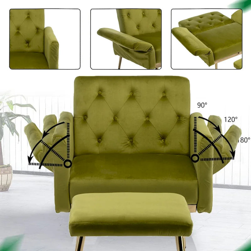 Fauteuil HOMEFUN en velours capitonné avec accoudoirs et dossier réglables et repose-pieds-20