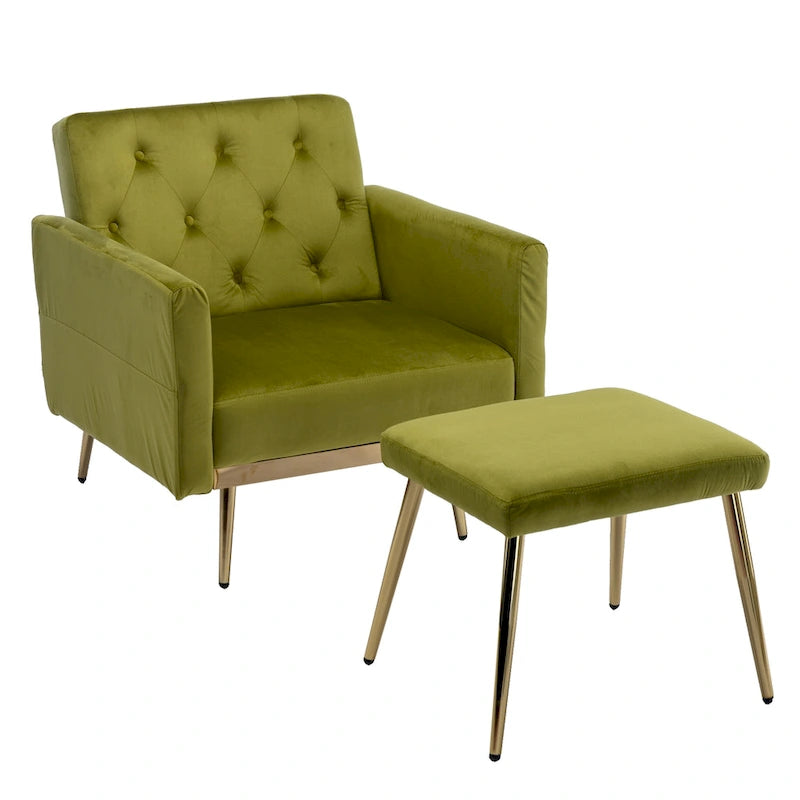 Fauteuil HOMEFUN en velours capitonné avec accoudoirs et dossier réglables et repose-pieds-22